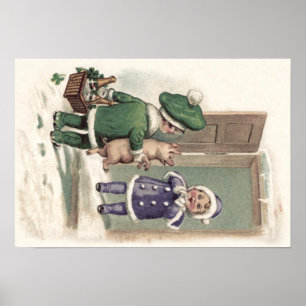 Boy Pig Champagne Shamrock Door Poster