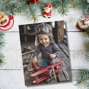 Boy Pilot & Airplane Funny Christmas Custom Photo Postcard