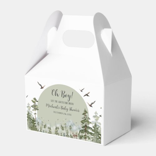 Boy Pine Tree Forest Mountain Baby Shower Favor Boxes