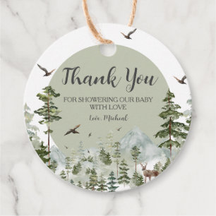 Boy Pine Tree Forest Mountain Baby Shower Favor Tags