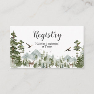 Boy Pine Tree Forest Mountain Baby Shower Registry Enclosure Card