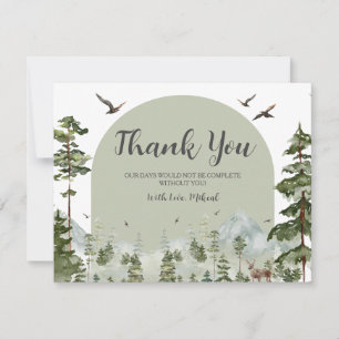 Boy Pine Tree Forest Mountain Baby Shower Thank You Card