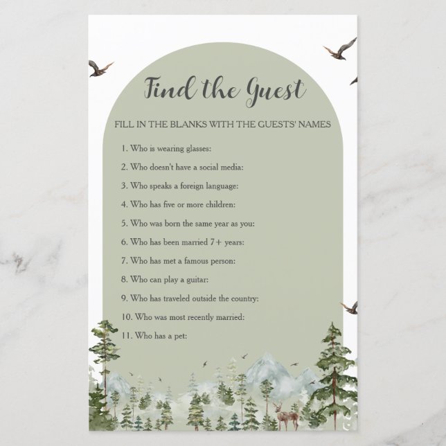 Boy Pine Tree Forest Mountain Find The Guest Game (Front)