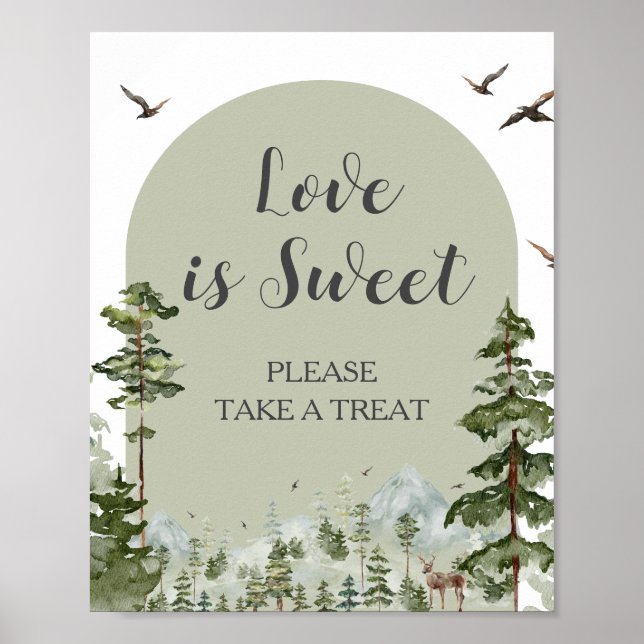 Boy Pine Tree Forest Mountain Love is Sweet Poster (Front)