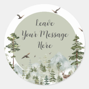 Boy Pine Tree Forest Mountain Love Your Message Classic Round Sticker