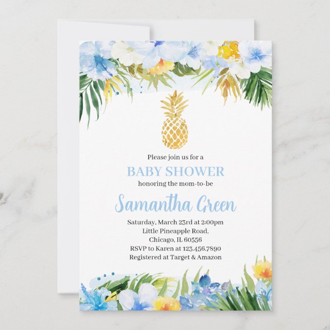 Boy Pineapple Baby Shower Invitation (Front)