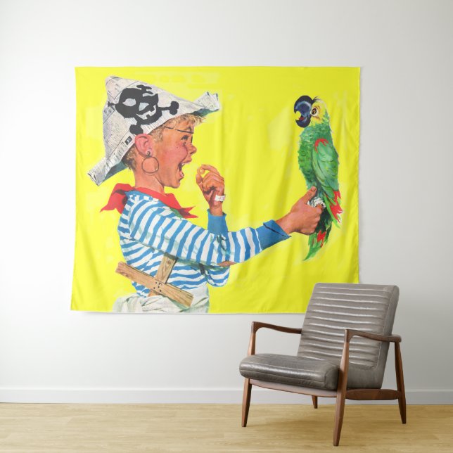 boy pirate and parrot tapestry (In Situ (Horizontal))