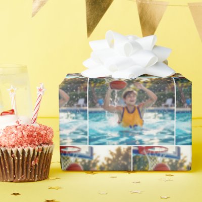 Boy Playing Basketball In a Swimming Pool Wrapping Paper