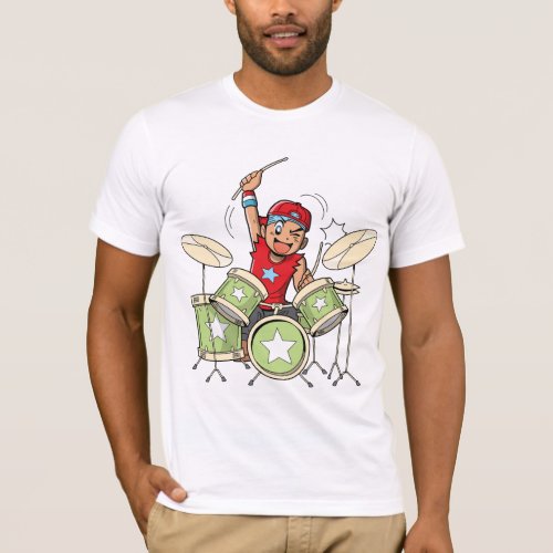 Boy Playing Drums Mens T_Shirt