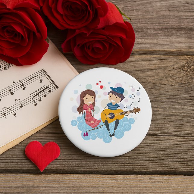 Boy Playing Guitar for Girl Love and Music  Button (Creator Uploaded)