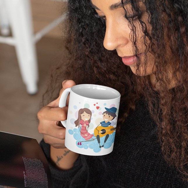 Boy Playing Guitar for Girl Love and Music  Coffee Mug (Creator Uploaded)