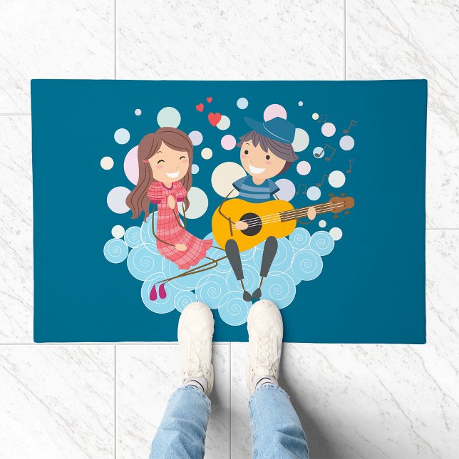 Boy Playing Guitar for Girl Love and Music  Doormat (Creator Uploaded)