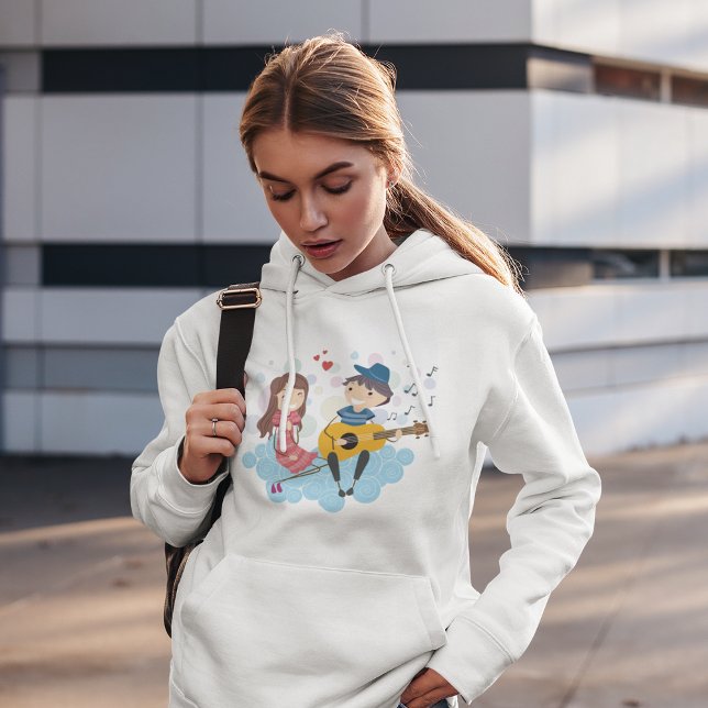 Boy Playing Guitar for Girl Love and Music  Hoodie (Creator Uploaded)