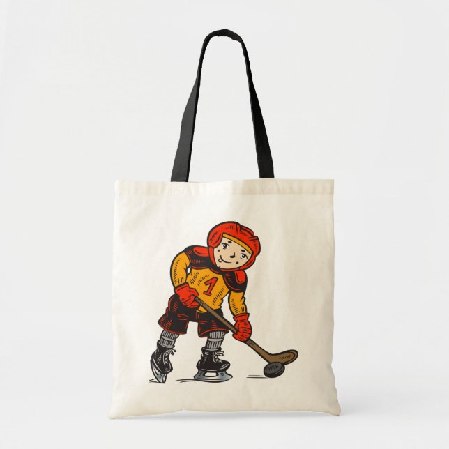 Boy Playing Hockey Tote Bag (Front)