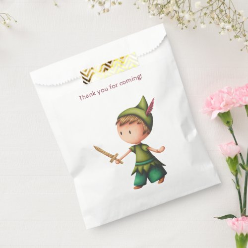 Boy Playing Pirates with Wooden Sword Thank You  Favor Bag