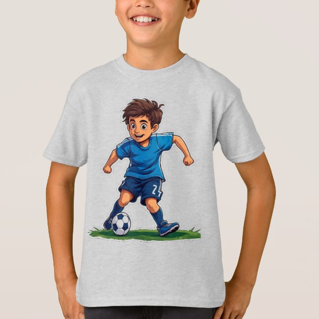 Boy Playing Soccer T-Shirt (Front)