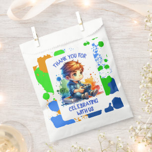 Boy Playing Video Games Personalized Birthday Favor Bag