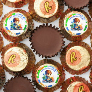 Boy Playing Video Games Personalized Birthday Reese's Peanut Butter Cups