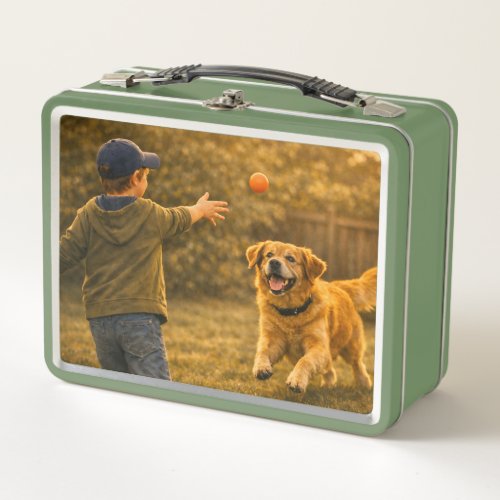 Boy Playing with Dog Pet Art Lunchbox