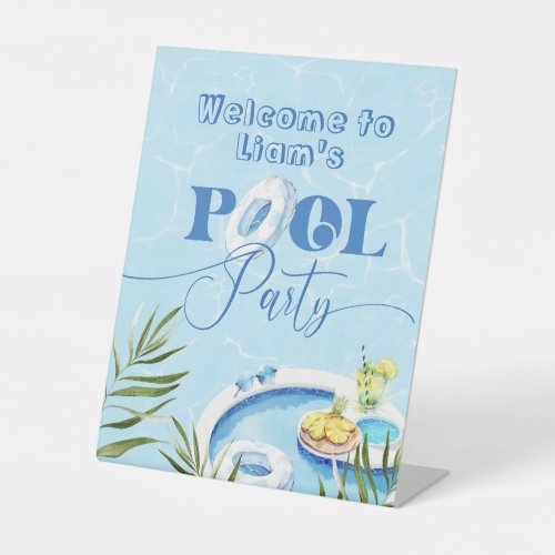 Boy Pool birthday party Welcome Pedestal Sign