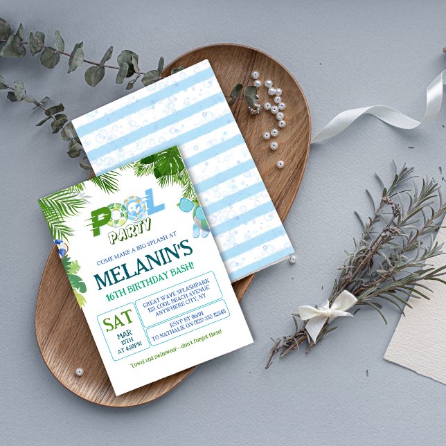 Boy Pool Party Invitation – Cool Dude Birthday (Boy Pool Party Invitation – Cool Dude Birthday)