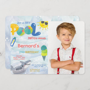Boy Pool Photo Invitation