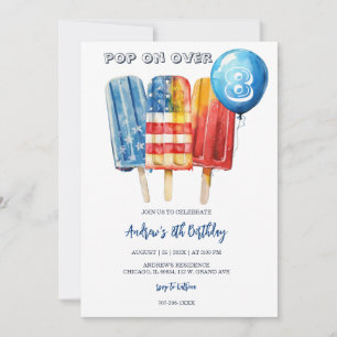 Boy Popsicle 8th Birthday for Summer Party Invitation