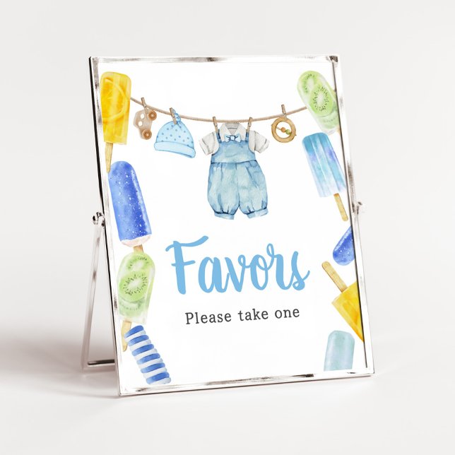 Boy Popsicle Baby Shower Favors Poster (Popsicle Baby Shower Favors Sign)