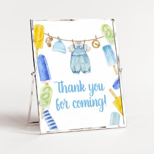Boy Popsicle Baby Shower Thank you for Coming Poster