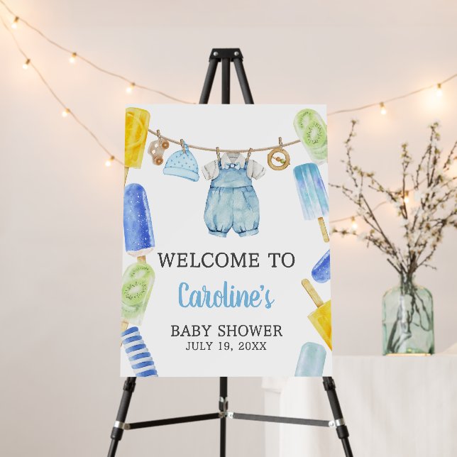 Boy Popsicle Baby Shower Welcome Sign (In Situ (Stand))