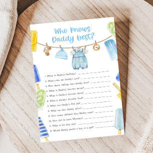 Boy Popsicle Baby Shower Who knows Daddy Game