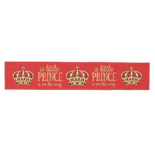 Boy Prince is on his way Royal Red Gold Crown Medium Table Runner