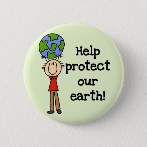 Boy Protect Our Earth T_shirts and Gifts Pinback Button