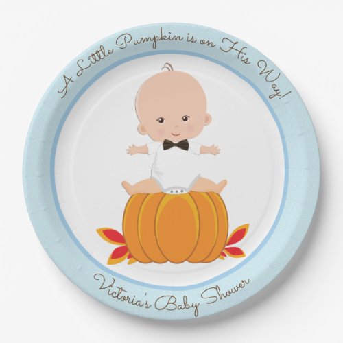 Boy Pumpkin Baby Shower Paper Plates