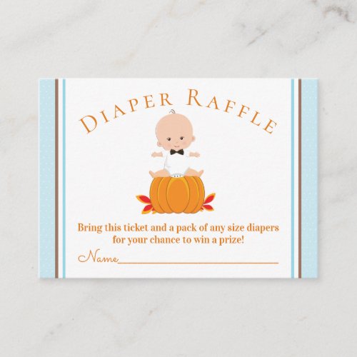 Boy Pumpkin Diaper Raffle Tickets