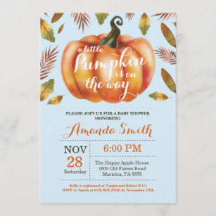 Boy Pumpkin Fall Baby Shower Invitation