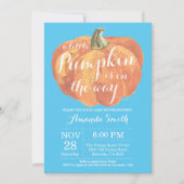 Boy Pumpkin Fall Baby Shower Invitation Blue (Front)