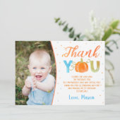 Boy Pumpkin First Birthday Thank You Cards (Standing Front)