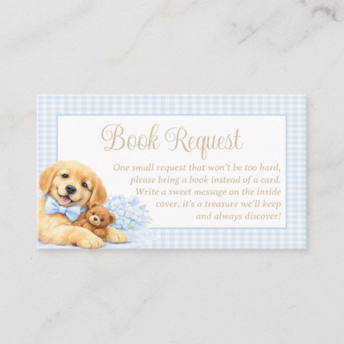 Boy Puppy Book Request – Blue Gingham Insert