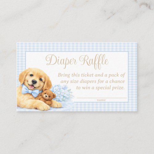 Boy Puppy Diaper Raffle – Blue Gingham Insert