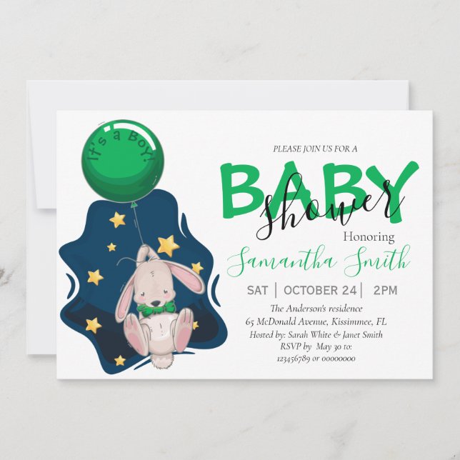   Boy Rabbit Invitation (Front)