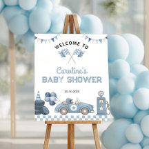 Boy Race Car Baby Shower Party Welcome Sign