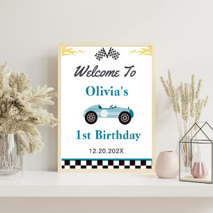 Boy Race Car Birthday Party Milestone Sign