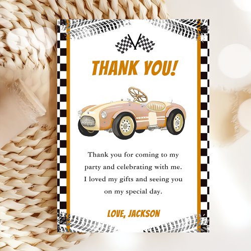 Boy Race Car Birthday Party Thank You Card
