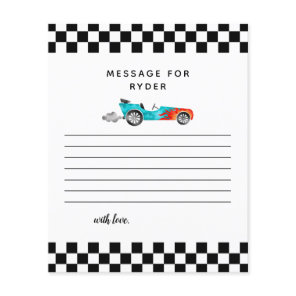 Boy Race Car Birthday Party Time Capsule Note Card
