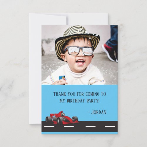 Boy Race Car Birthday Thank You Card