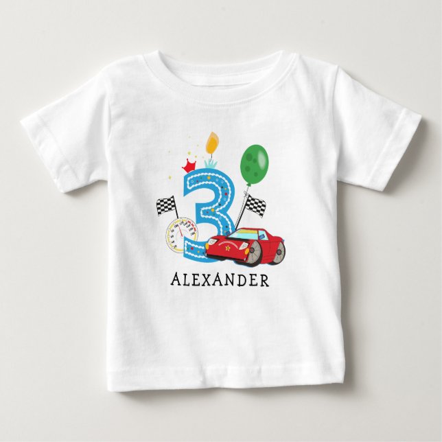 Boy Racing Car 3rd Birthday T-Shirt (Front)