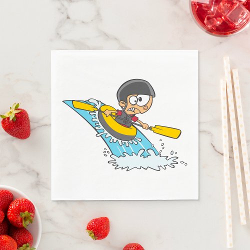 Boy Rafting The Rapids Napkins