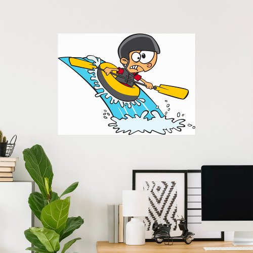 Boy Rafting The Rapids Poster