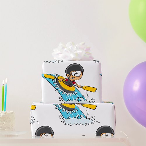 Boy Rafting The Rapids Wrapping Paper